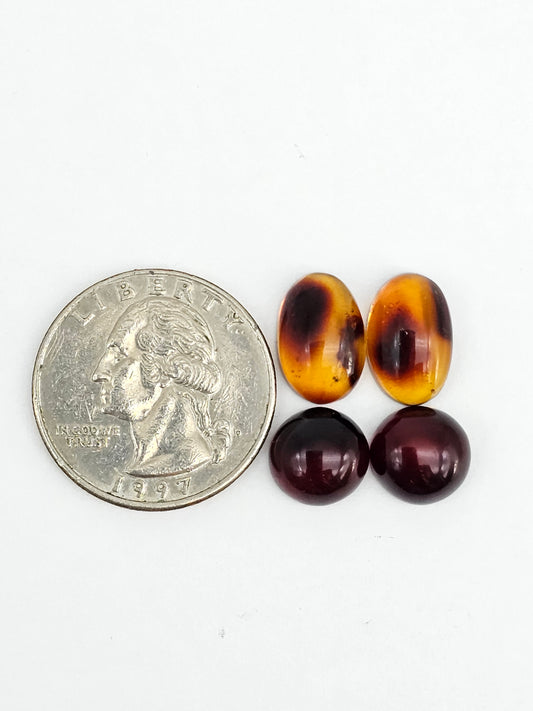 Amber authentic cabochon pair lot