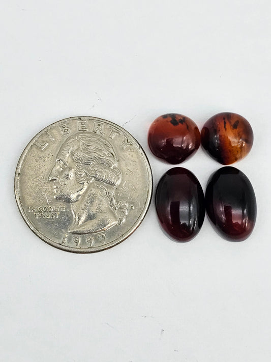 Amber authentic cabochon pair lot