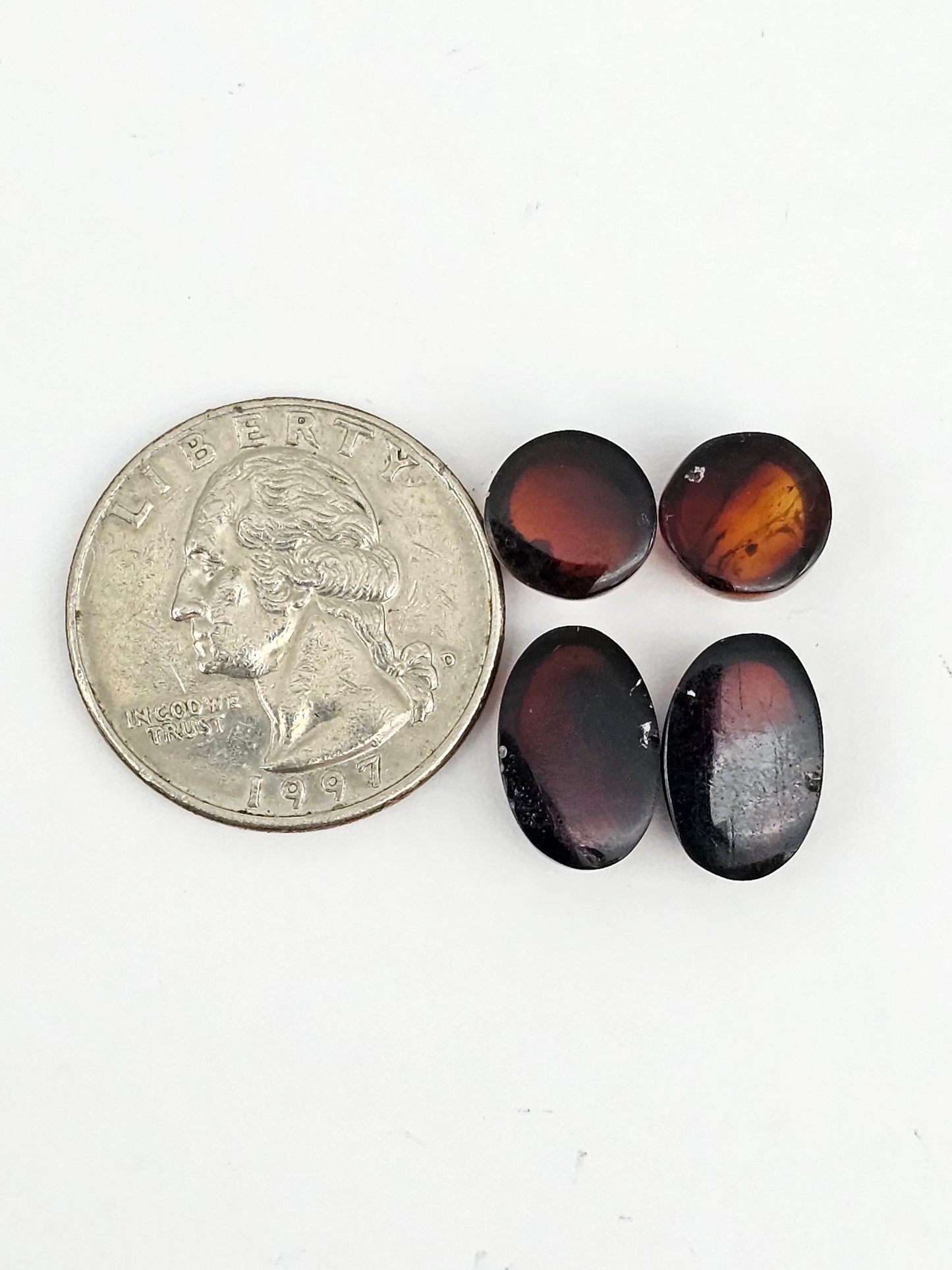 Amber authentic cabochon pair lot