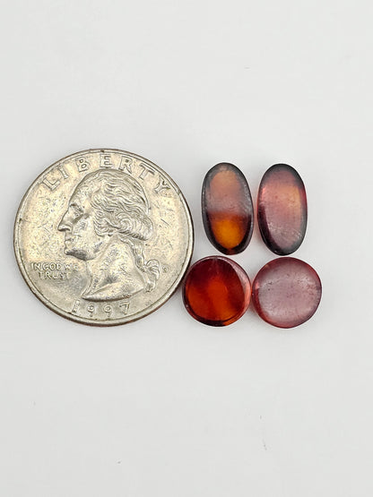 Amber authentic cabochon pair lot