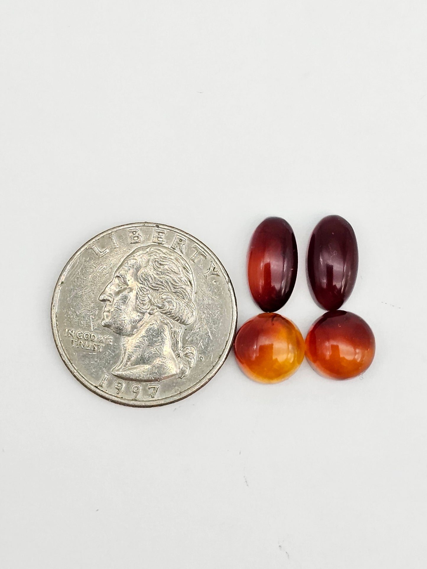 Amber authentic cabochon pair lot