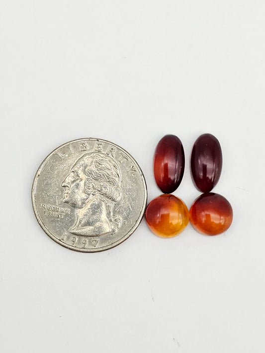 Amber authentic cabochon pair lot