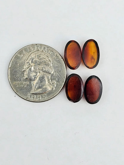 Amber authentic cabochon pair lot