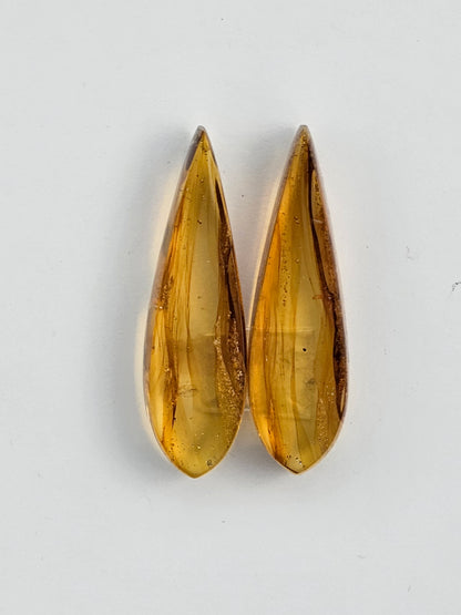 Amber authentic cabochon pair large