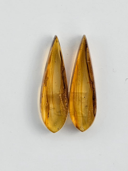 Amber authentic cabochon pair large