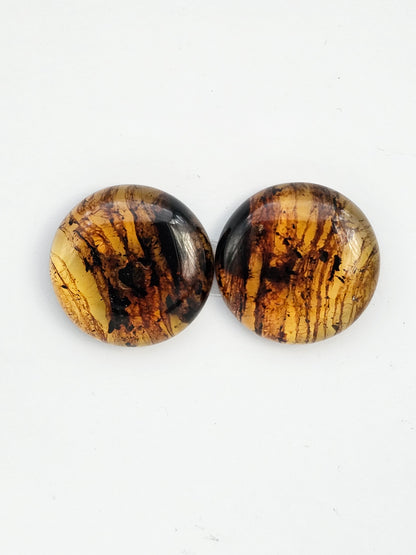 Amber authentic cabochon pair large