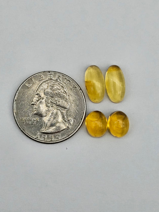 Amber authentic cabochon pair lot