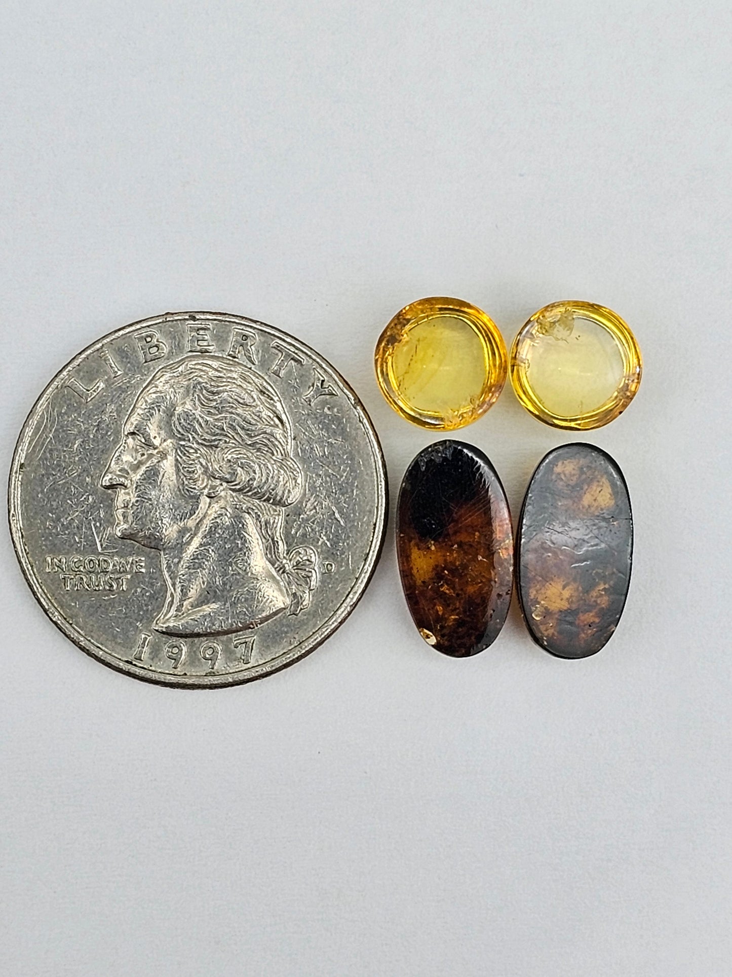 Amber authentic cabochon pair lot