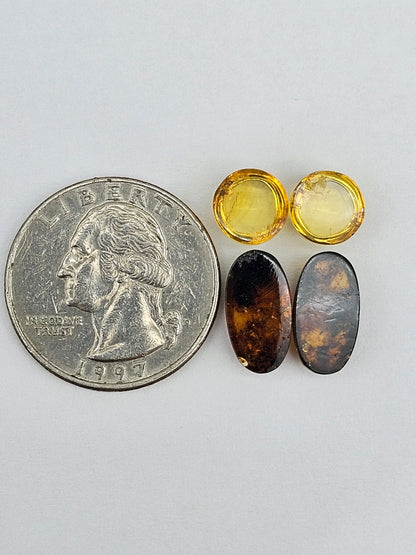 Amber authentic cabochon pair lot