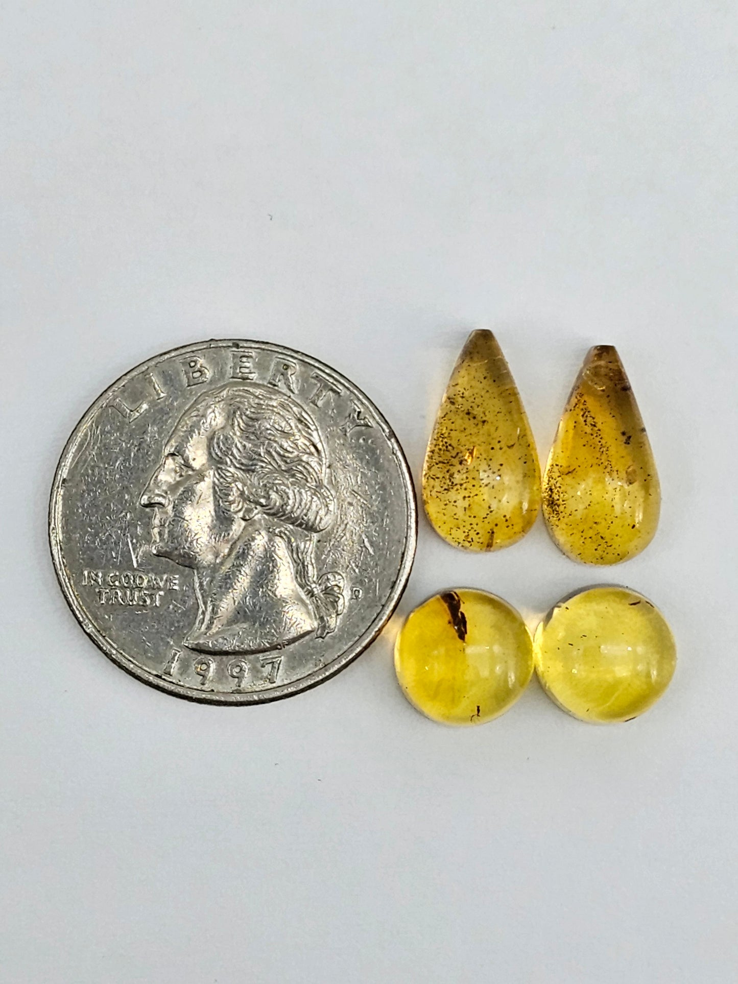 Amber authentic cabochon pair lot