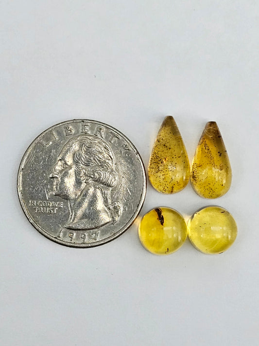 Amber authentic cabochon pair lot
