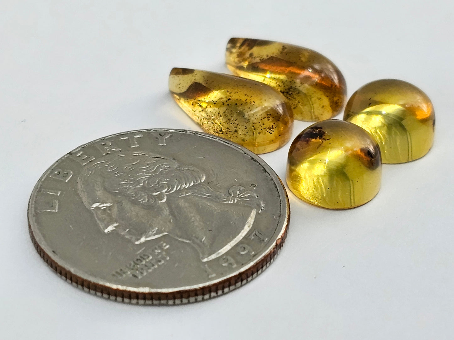Amber authentic cabochon pair lot