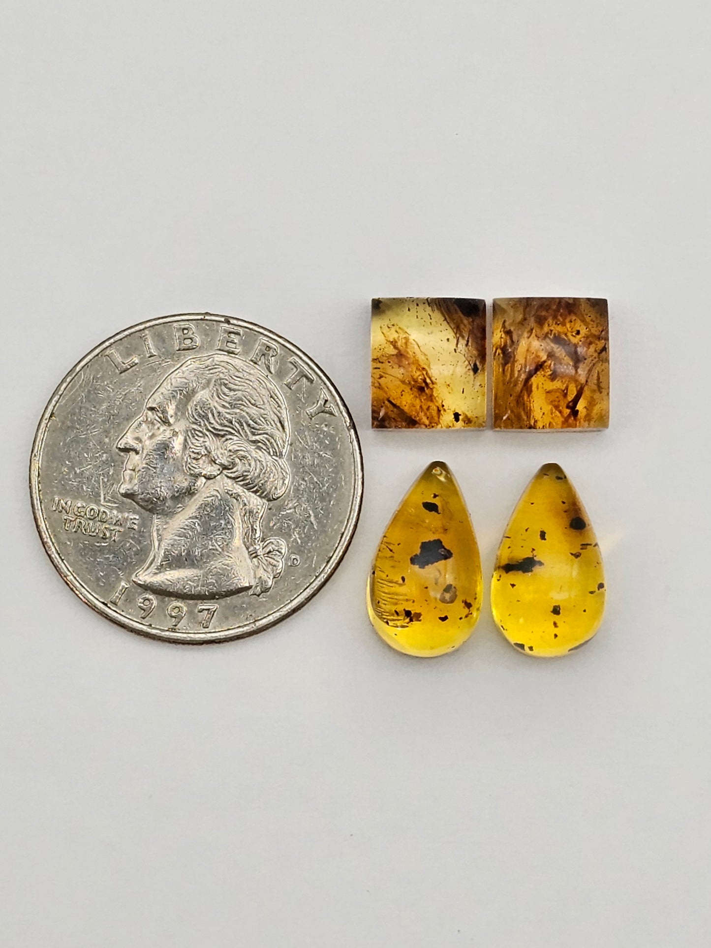 Amber authentic cabochon pair lot