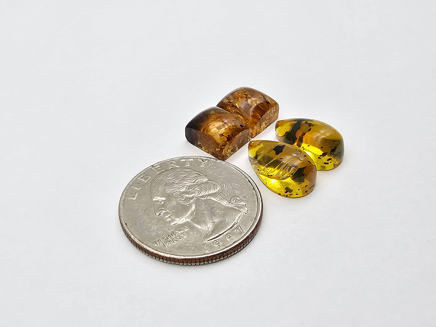 Amber authentic cabochon pair lot