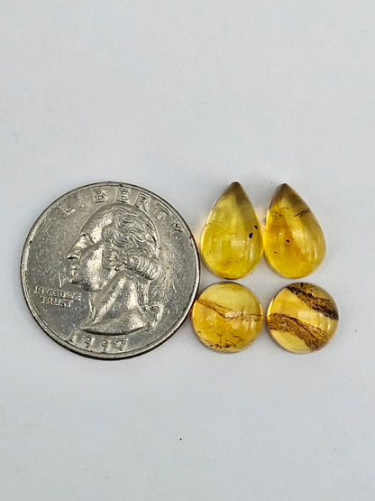 Amber authentic cabochon pair lot