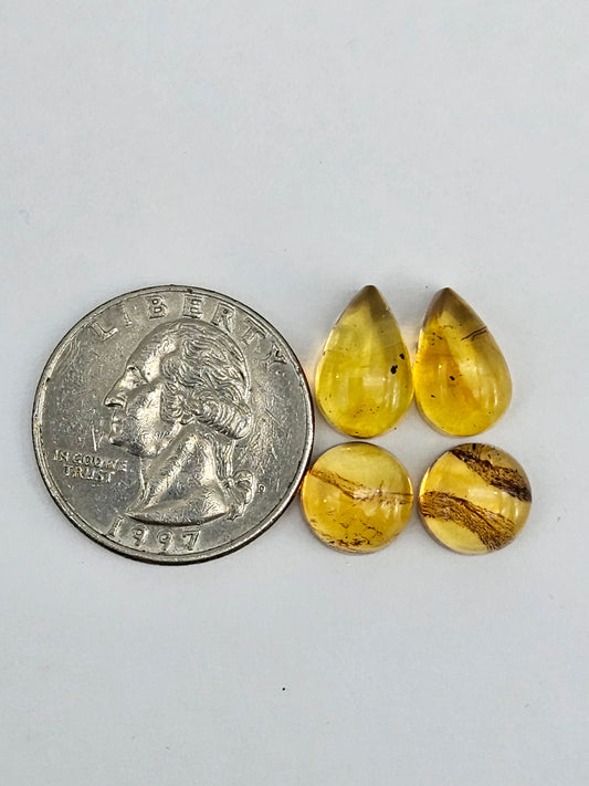 Amber authentic cabochon pair lot