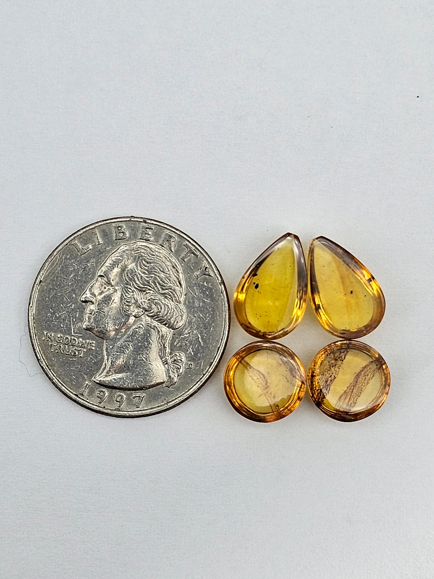 Amber authentic cabochon pair lot