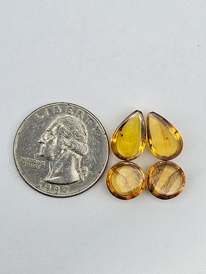 Amber authentic cabochon pair lot