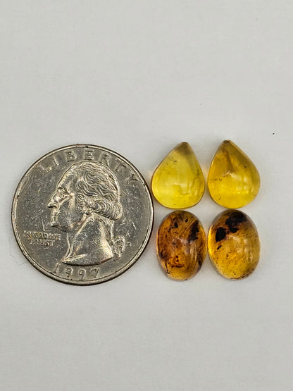 Amber authentic cabochon pair lot