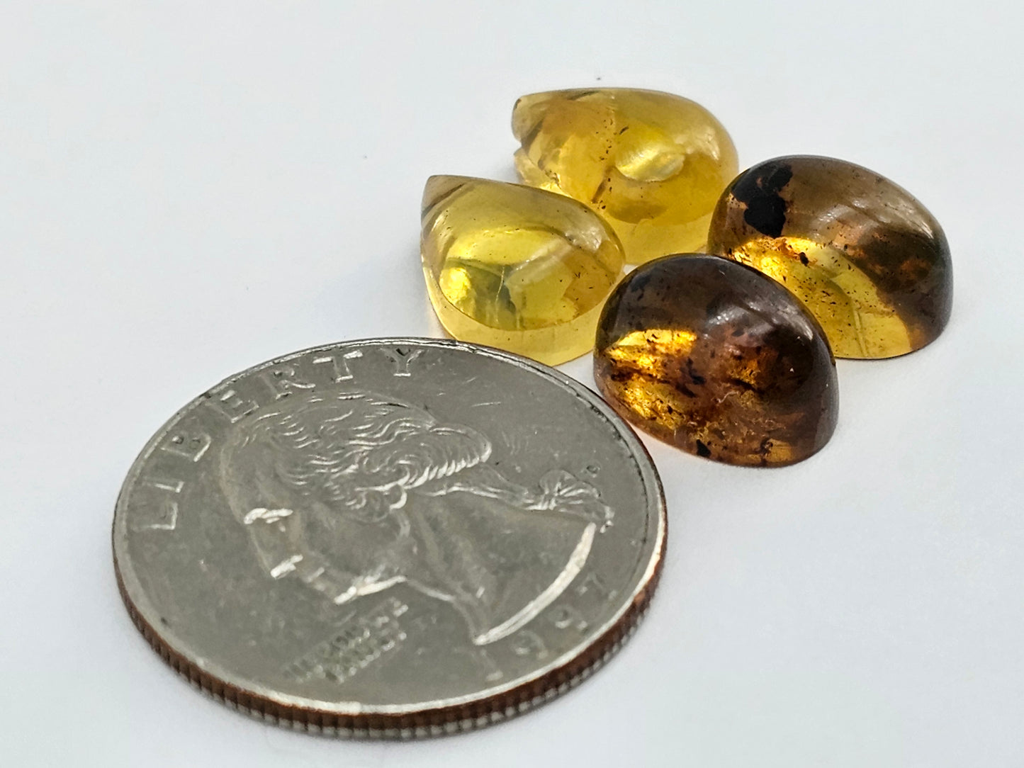 Amber authentic cabochon pair lot