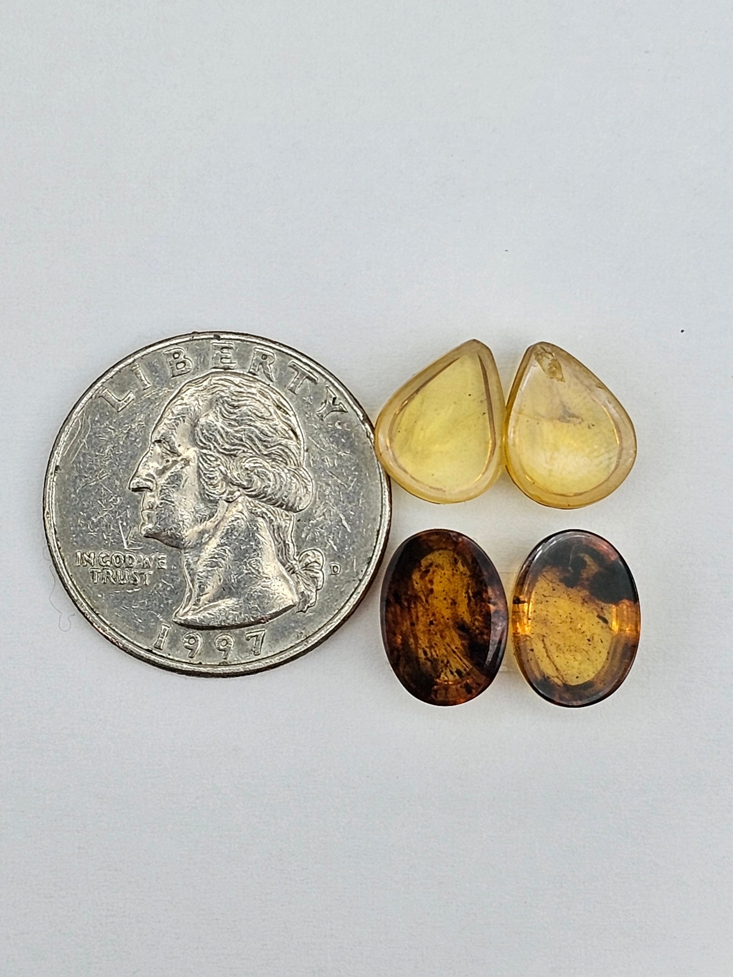 Amber authentic cabochon pair lot