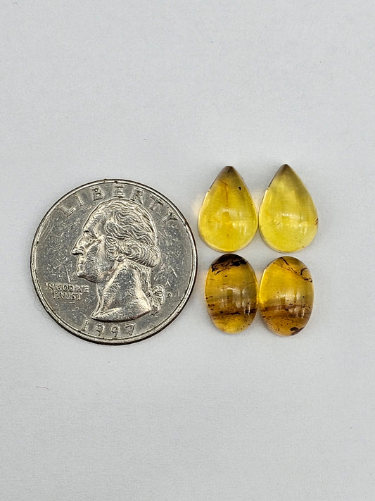 Amber authentic cabochon pair lot