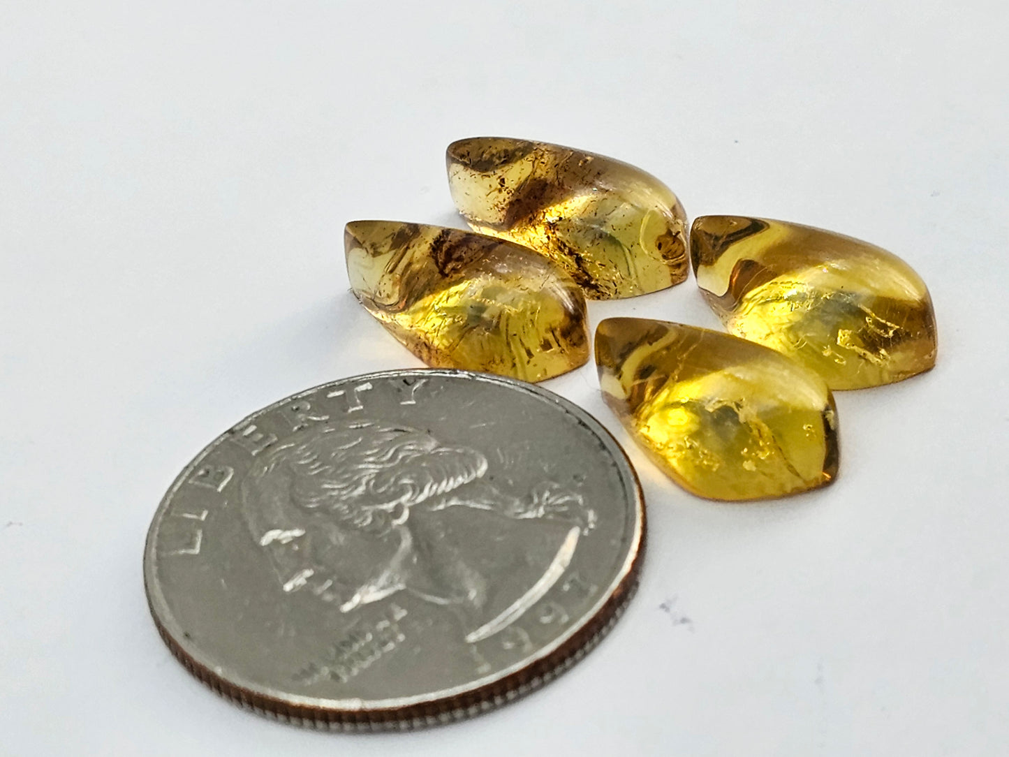 Amber authentic cabochon pair lot