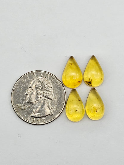 Amber authentic cabochon pair lot