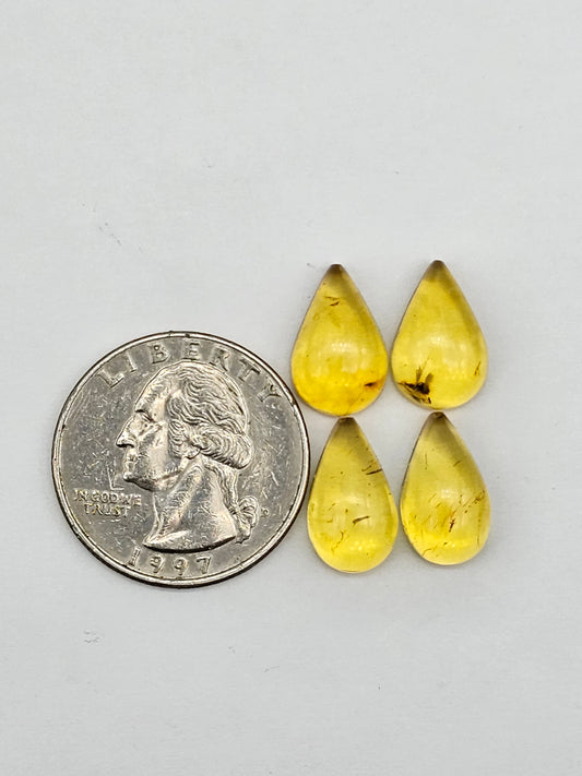 Amber authentic cabochon pair lot