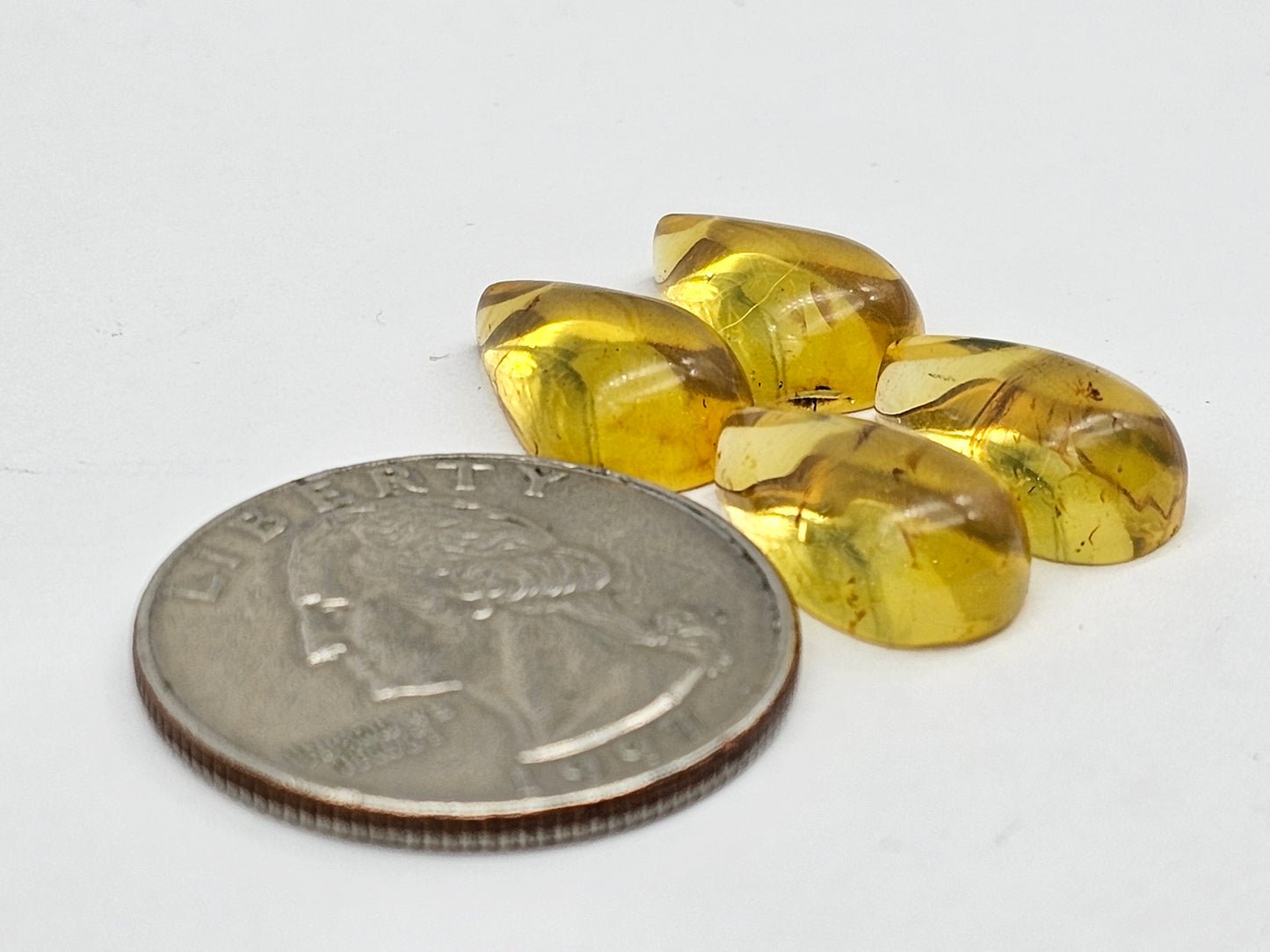 Amber authentic cabochon pair lot