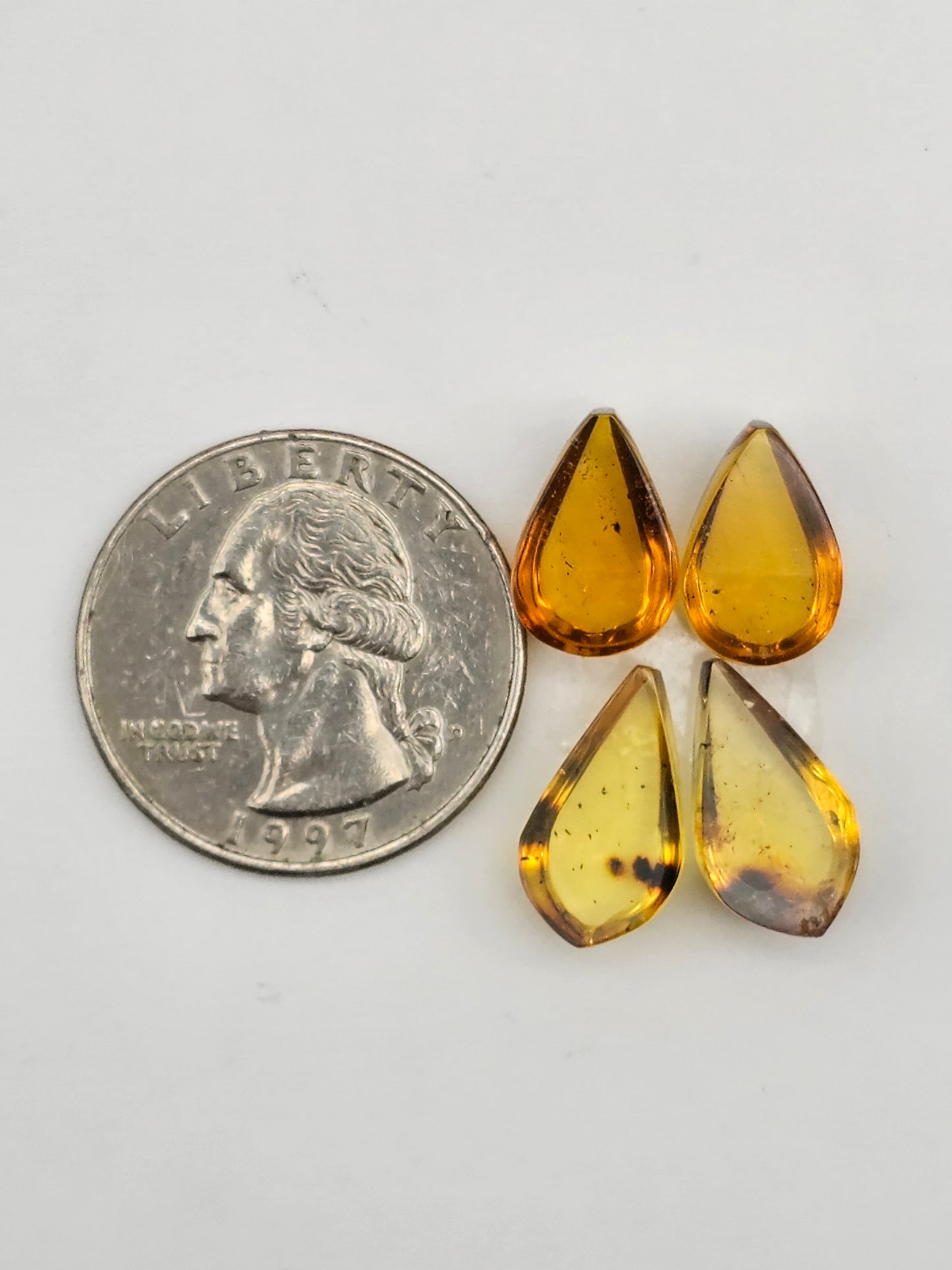 Amber authentic cabochon pair lot