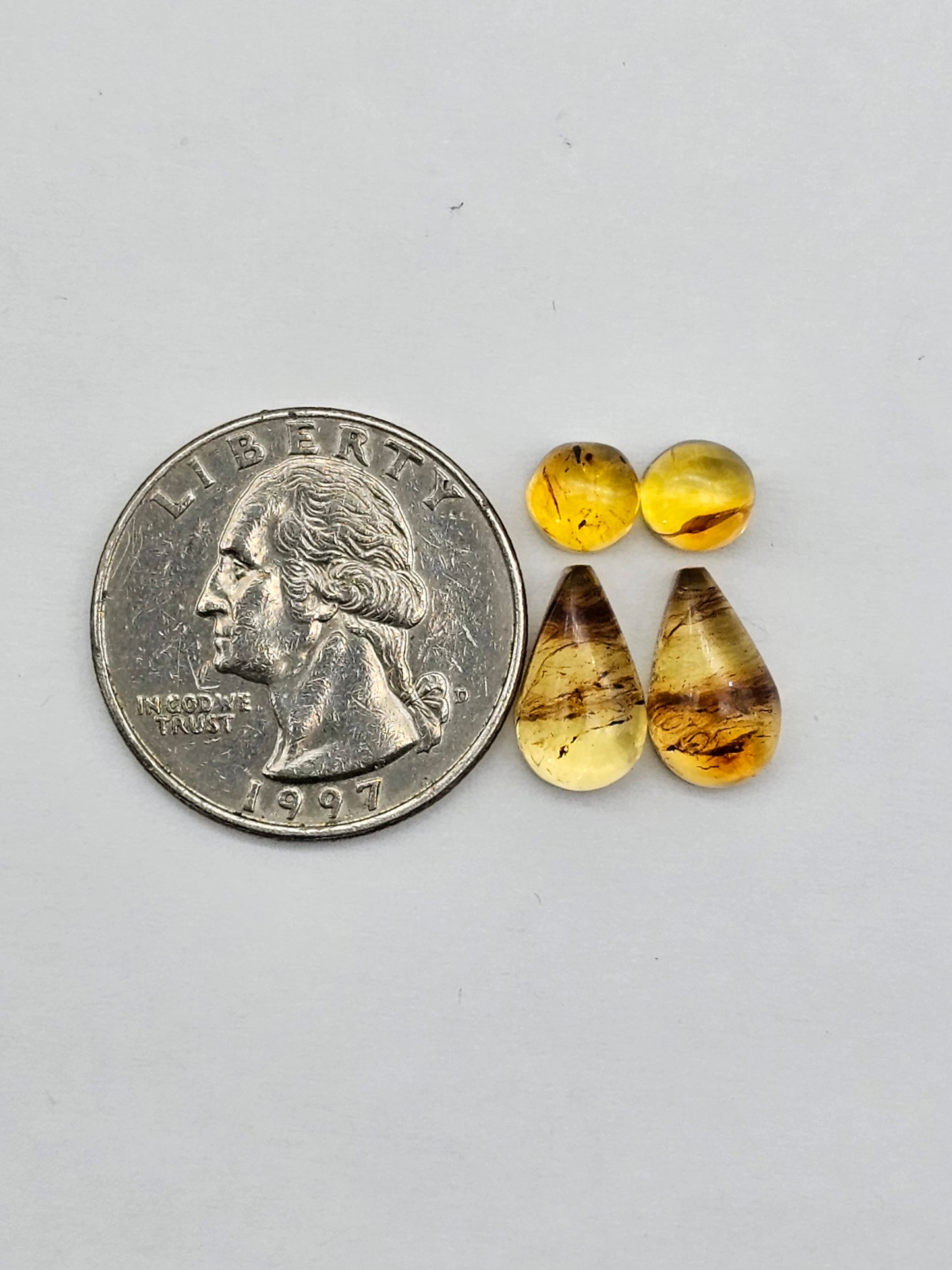 Amber authentic cabochon pair lot
