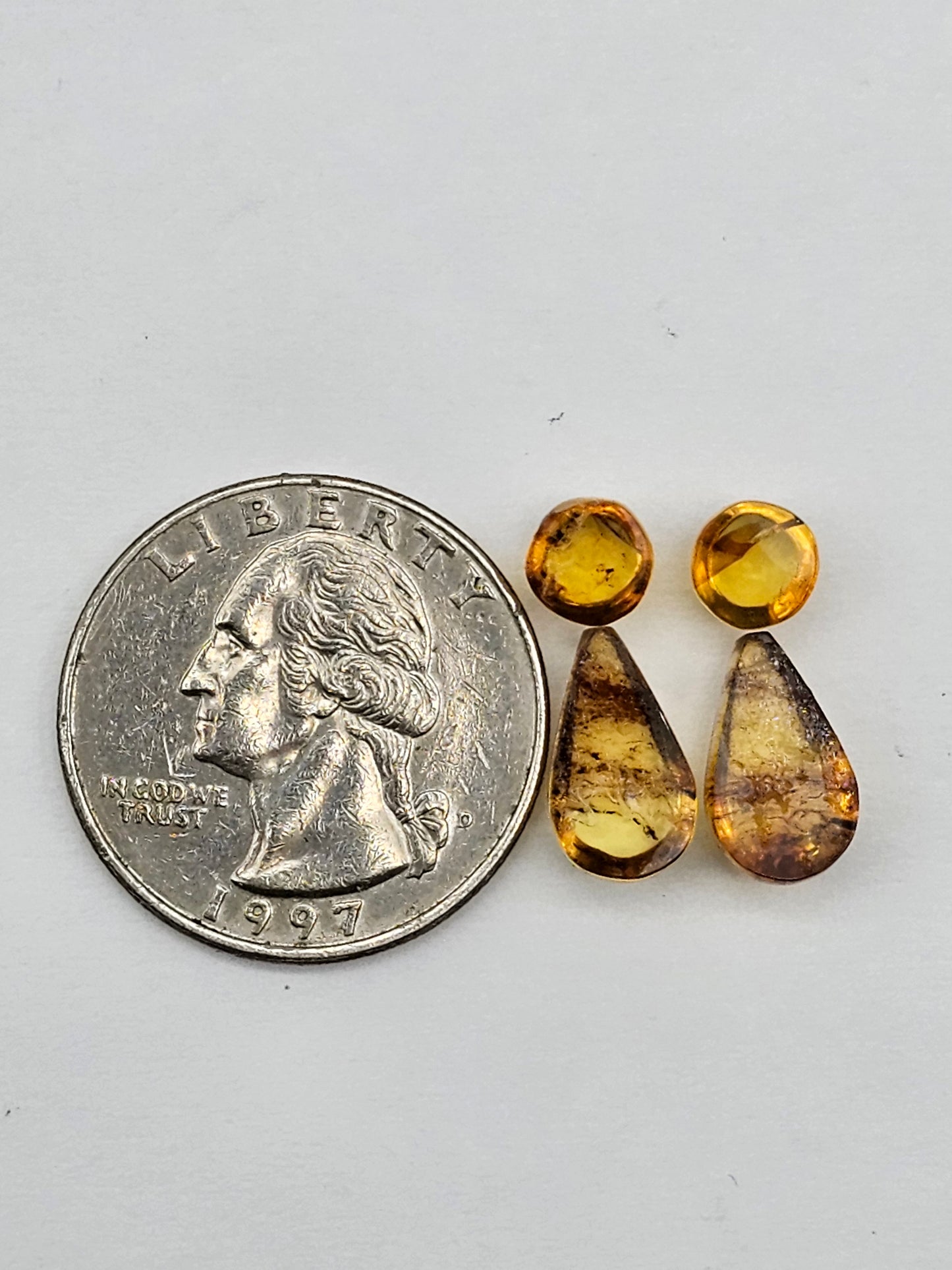 Amber authentic cabochon pair lot