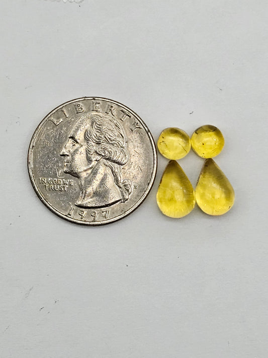 Amber authentic cabochon pair lot