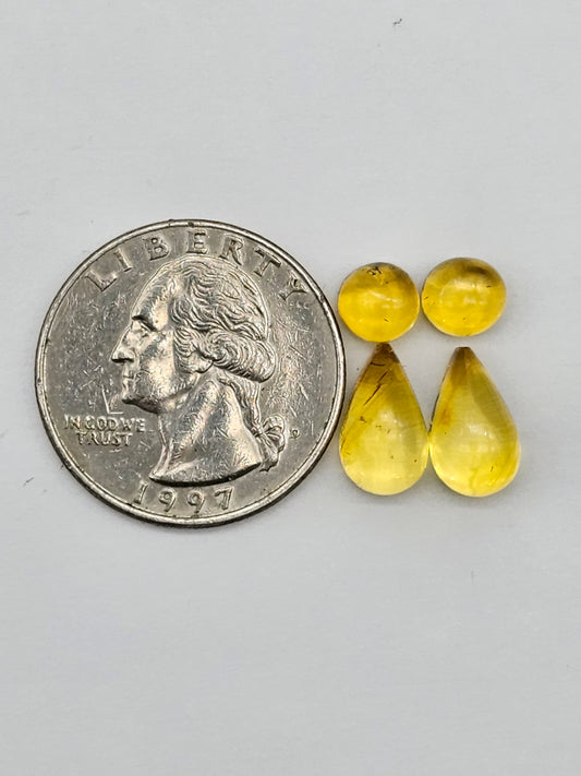 Amber authentic cabochon pair lot