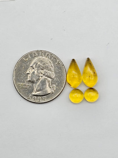 Amber authentic cabochon pair lot