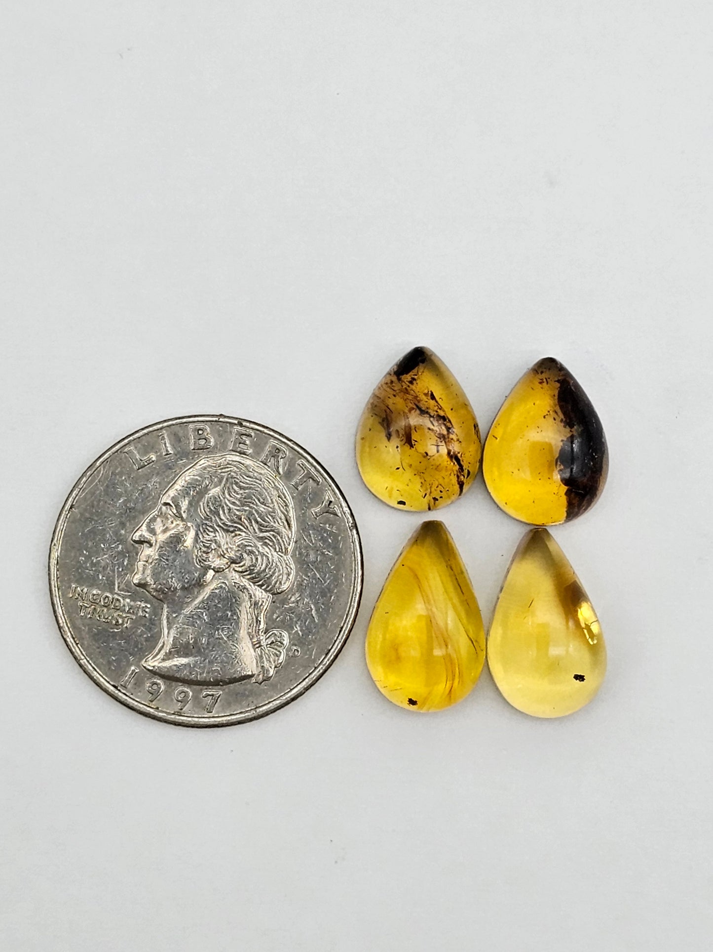 Amber authentic cabochon pair lot
