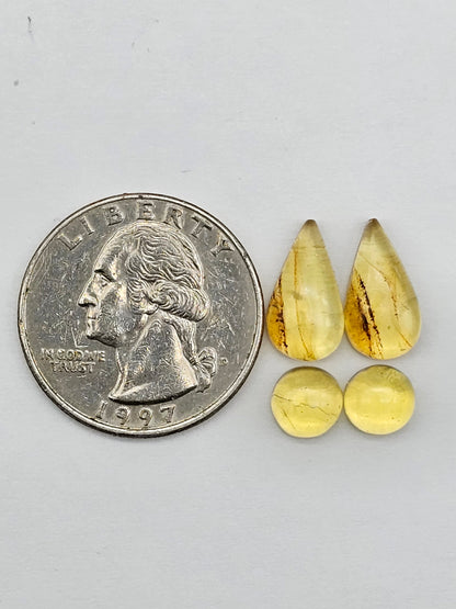 Amber authentic cabochon pair lot