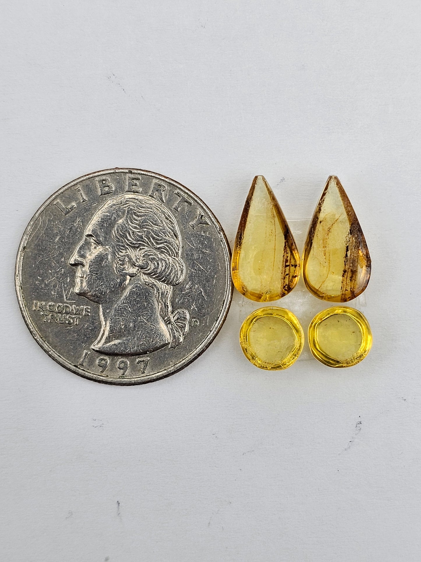 Amber authentic cabochon pair lot
