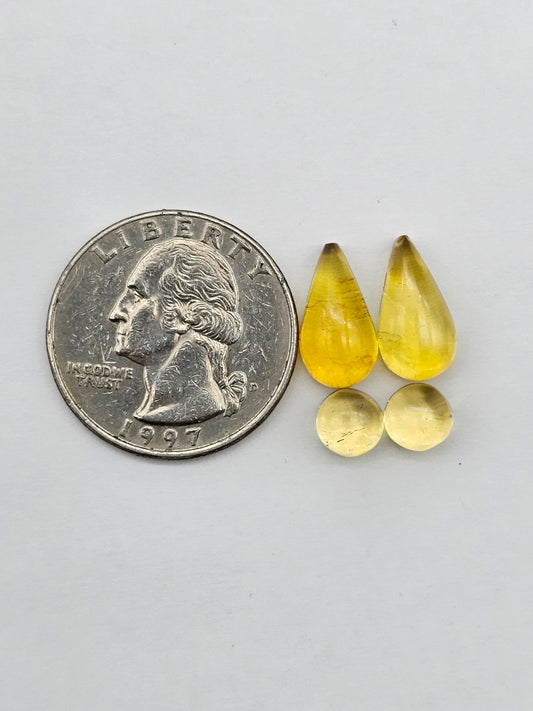 Amber authentic cabochon pair lot