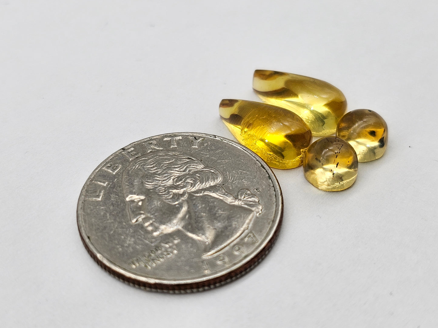 Amber authentic cabochon pair lot