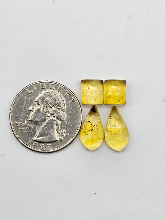 Amber authentic cabochon pair lot