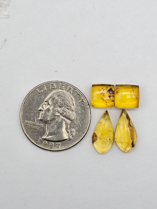 Amber authentic cabochon pair lot