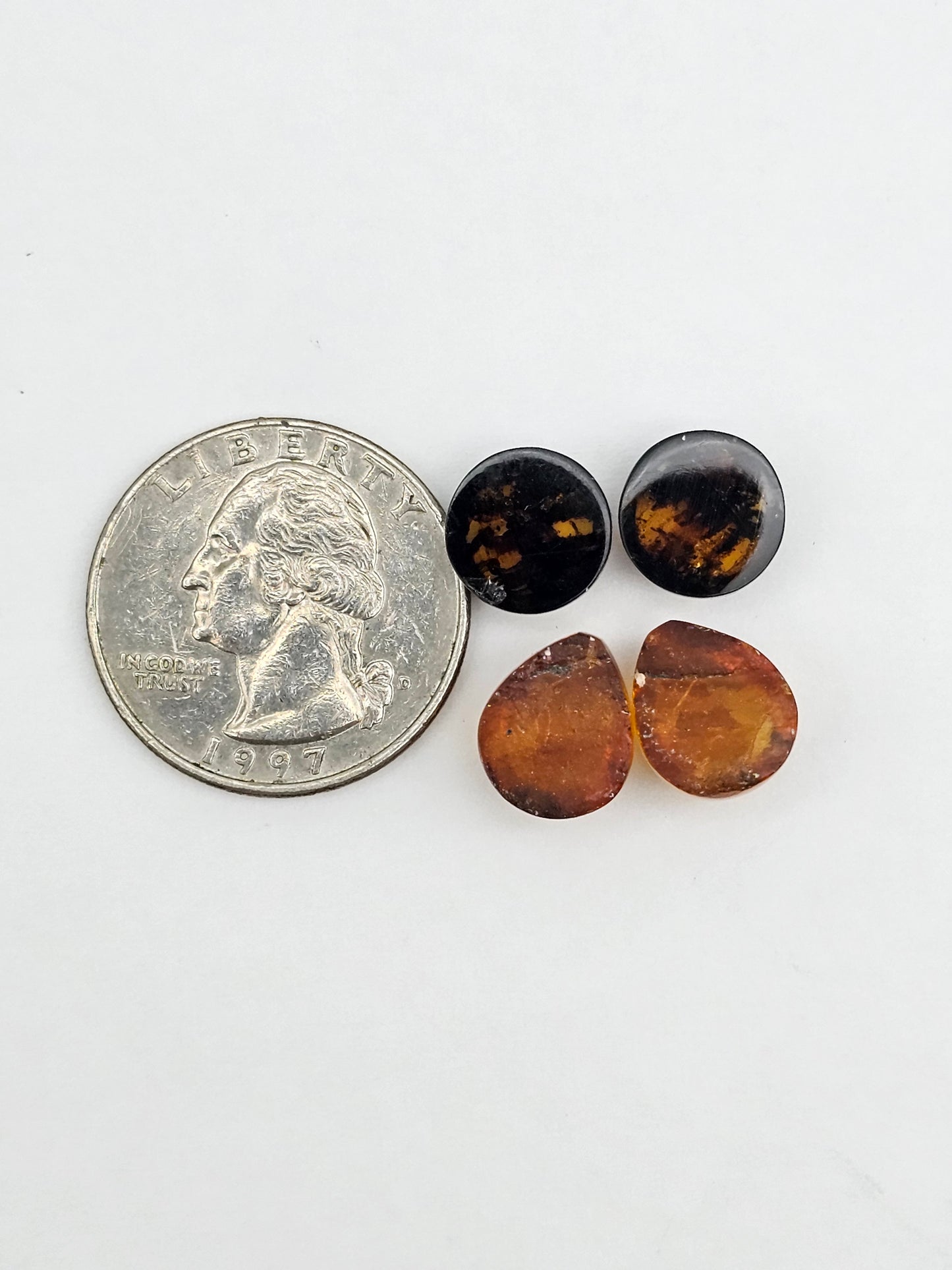 Amber authentic cabochon pair lot