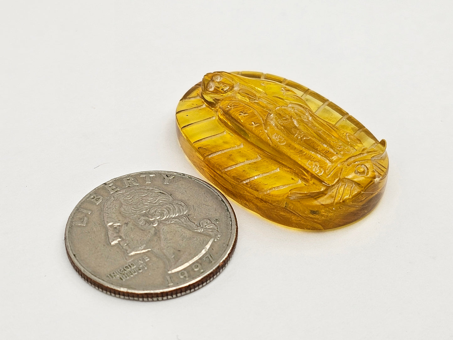 Amber authentic Virgin Mary carved cabochon large