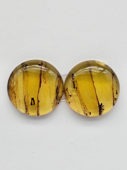 Amber authentic cabochon pair large