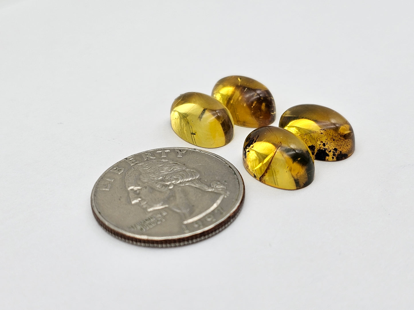 Amber authentic cabochon pair lot
