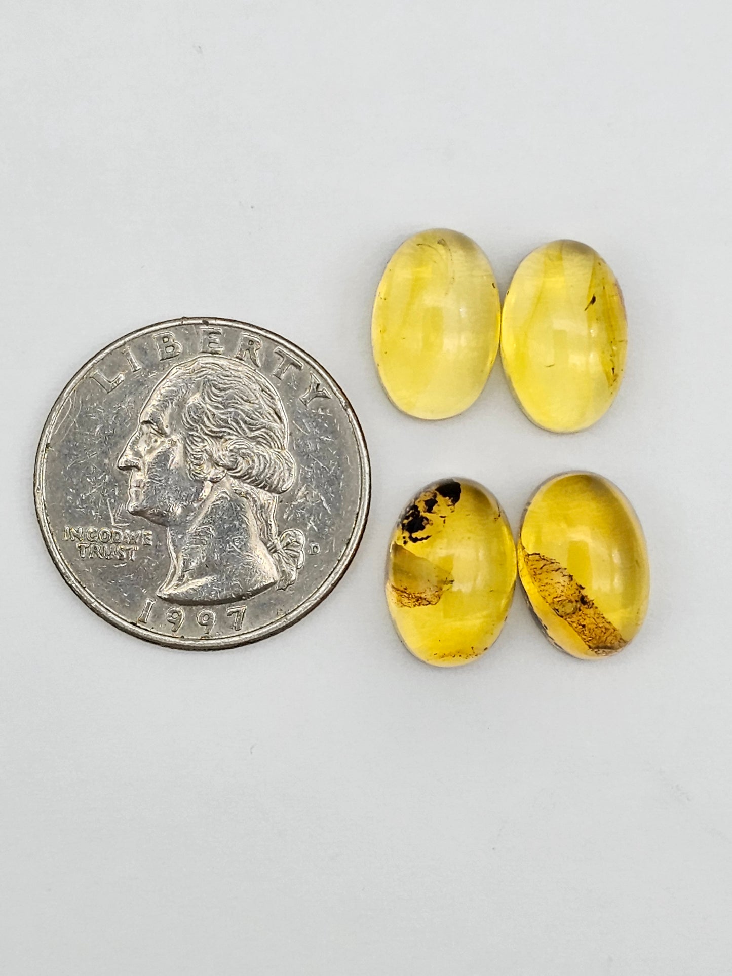Amber authentic cabochon pair lot