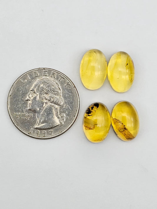 Amber authentic cabochon pair lot