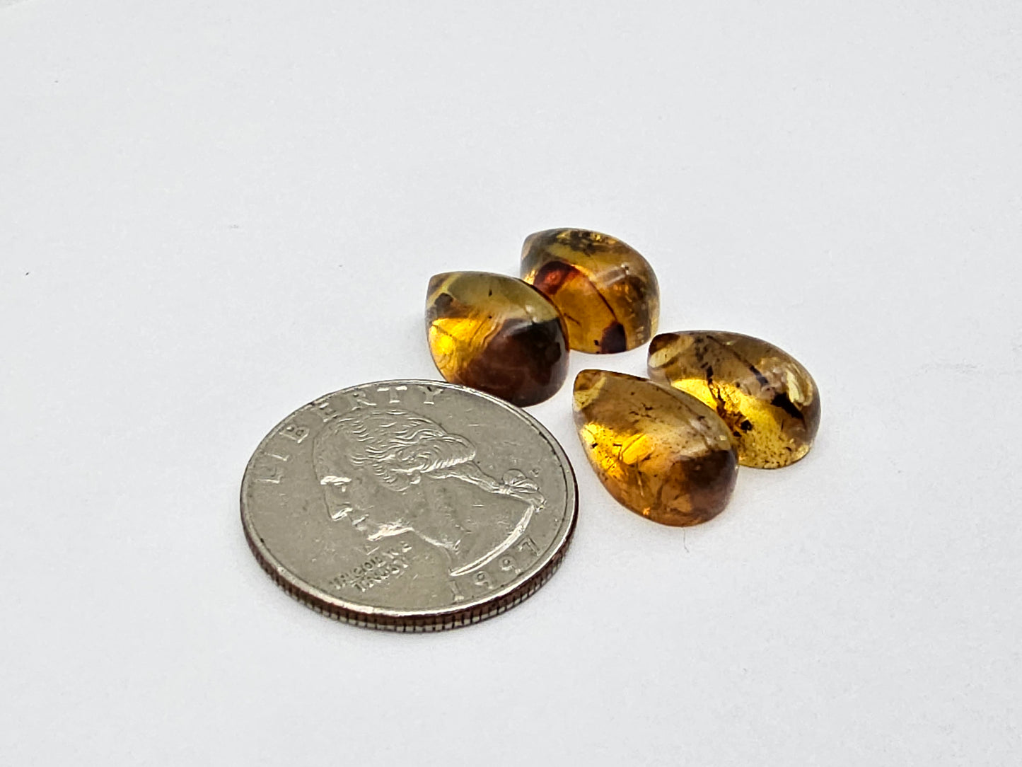 Amber authentic cabochon pair lot